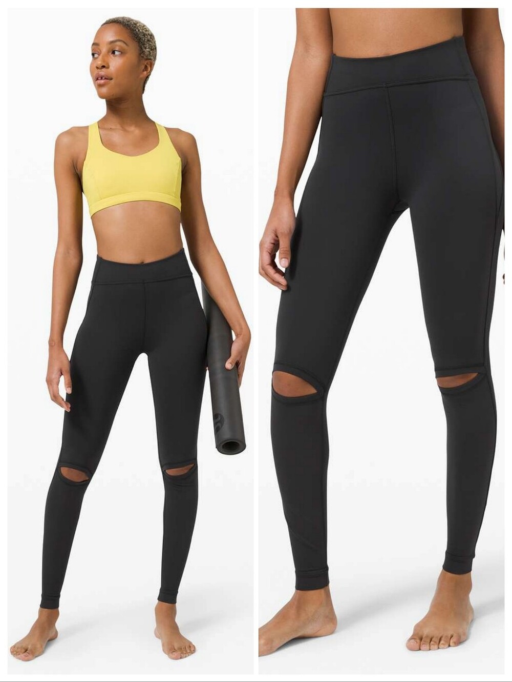 llLululemon Force Within High-Rise Tight 28" Black Slit Knee 12 Yoga Streetwear